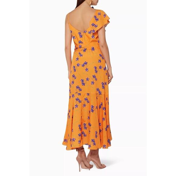 BORGO DE NOR Orange Isadora Ruffled Dress UK Size 12 US 8 - Picture 3 of 13